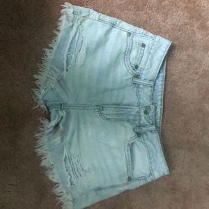 American Eagle light wash ripped denim shorts